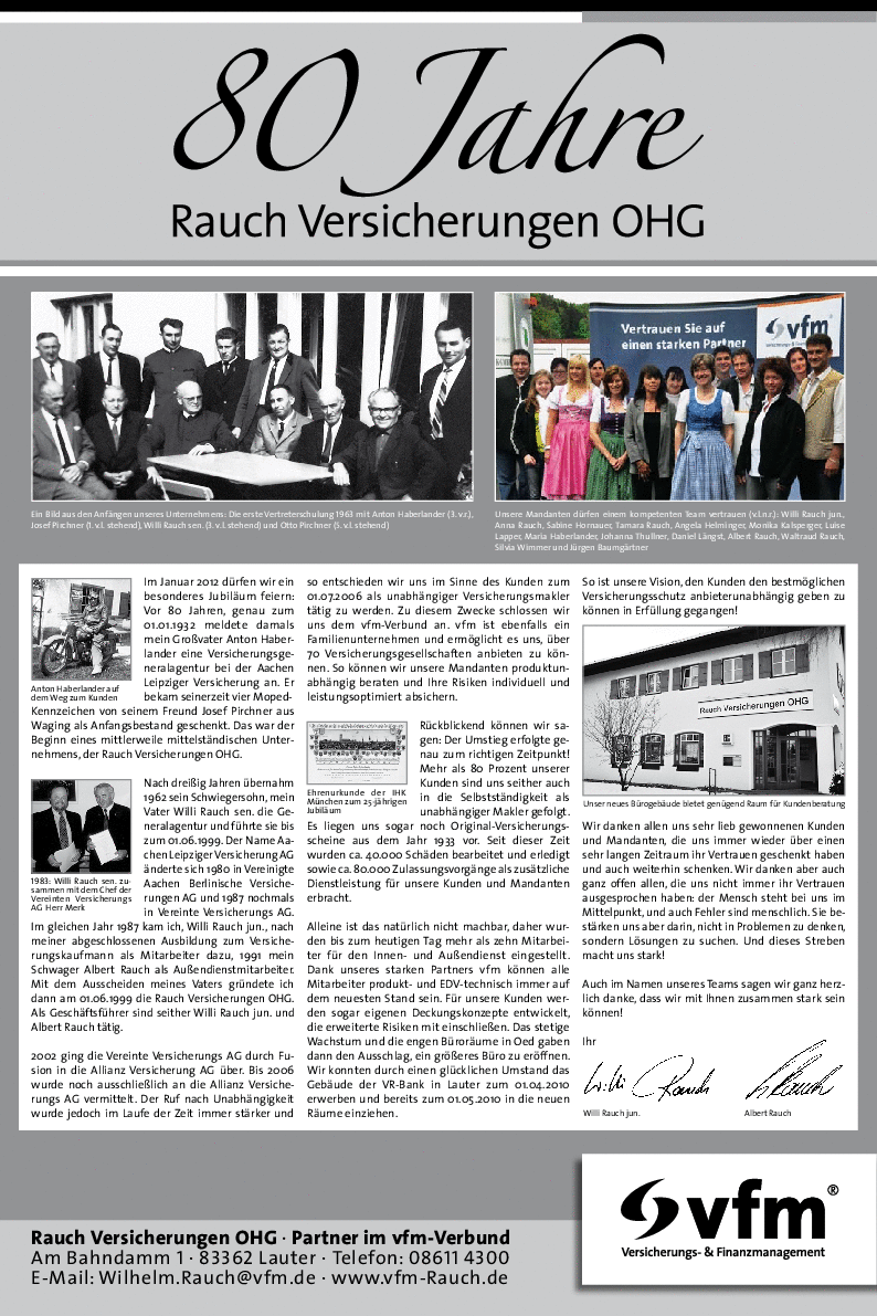80 Jahre Rauch Versicherungen OHG 80 Jahre Rauch Versicherungen OHG